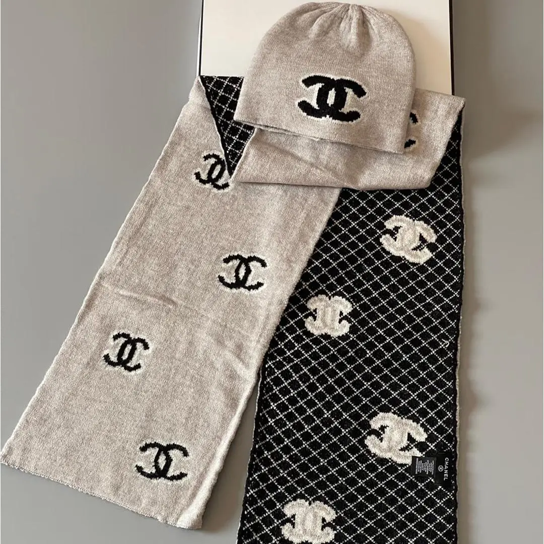 Chanel Scarf Shawls & Beanie Set 450-3