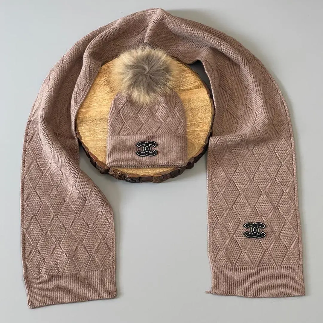 Chanel Scarf Shawls & Beanie Set 450-6