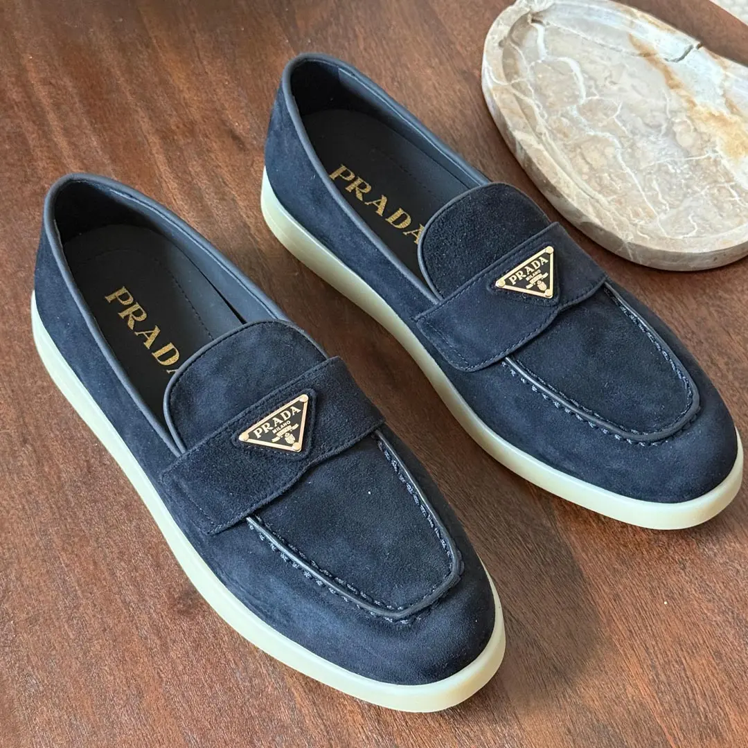 Prada Ladies Suede Leather Loafers 485-2
