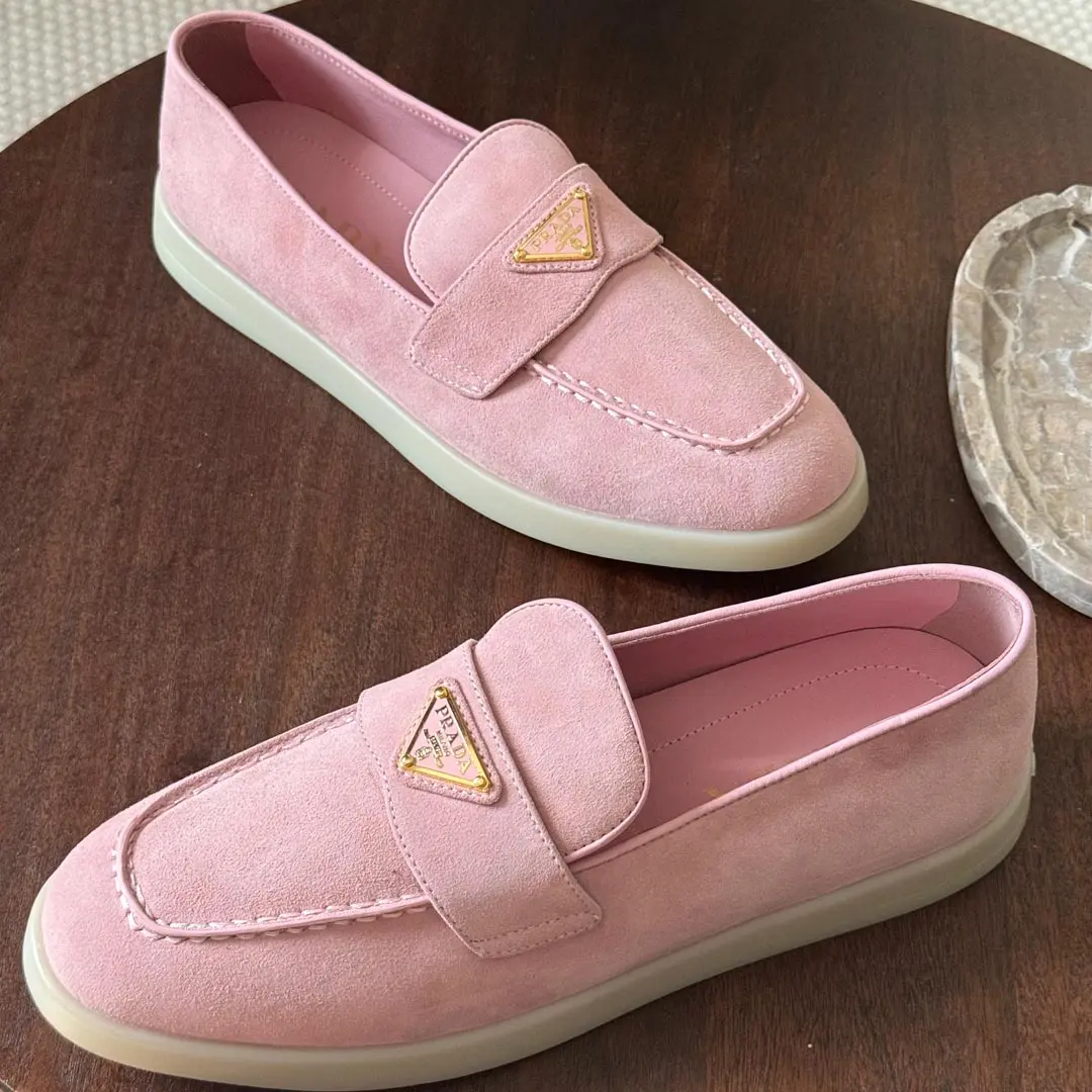 Prada Ladies Suede Leather Loafers 485-3